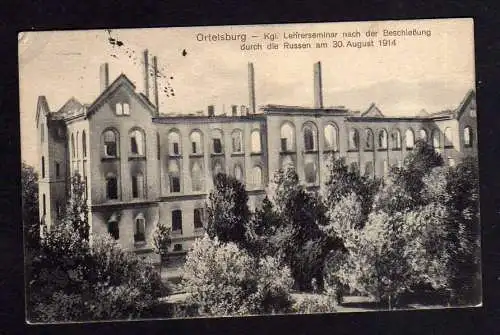 106934 AK Szczytno Ortelsburg 1914 Ostpreussen Feldpost Lehrerseminar nach der B