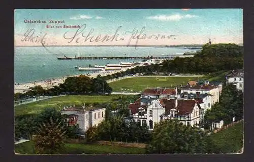 108637 AK Zoppot Danzig 1908 Blick von Stolzenfels Ostseebad