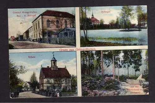 108975 AK Grüngräbchen 1917 Gasthof Rittergut Schule Rhododendron Gärtnerei