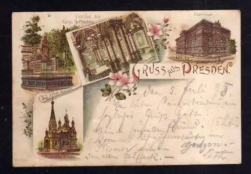 109246 AK Dresden Vorläufer 1895 Russische Kirche Albertinum Weber Denkmal