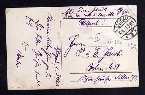 109621 AK Glogau Glogow 1916 Alsen Kaserne Niederschlesisches Pionier Batl. No.