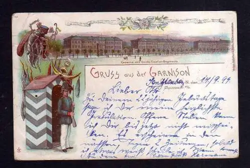 109927 AK Berlin Litho 1899 Gruss aus der Garnision Chausseestr. 89 Maikäfer als