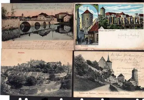 110375 4 AK Bautzen Nicolai Ruine 1902 Spreebrücke 1904 Mühltor Wasserturm Wendi