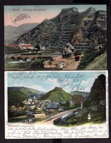 110981 2 AK Altenahr Bahnhof vom schwarzen Kreuz 1900 Mayschloss Saffenburg 1907