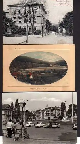 113635 3 AK Eisenberg Thür. Agnesstraße Gymnasium 1912 Mühltal 1923 Markt 1976