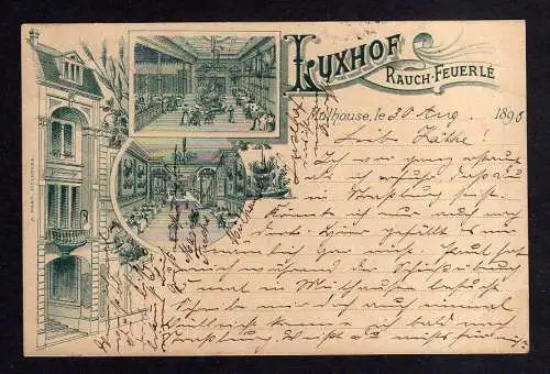 113492 AK Mulhouse 1898 Luxhof Rauch-Feuerle Gasthaus Restaurant