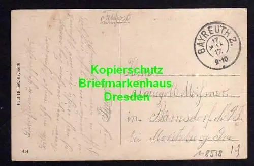 118518 AK Bayreuth Wölfelstrasse 1917 Feldpost