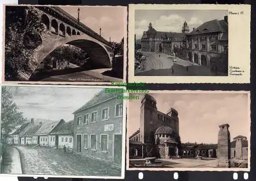 119772 4 AK Plauen Vogtl. Krematorium 1936 Feuerwache Sparkasse Alt-Plauen Hrads