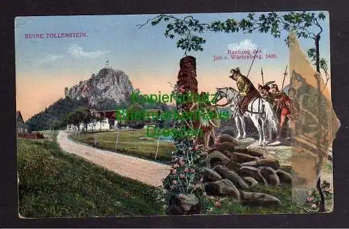 120770 AK Rozhled Tolstejn Tollenstein 1920 Michelob Raubzug des Joh. von Warten