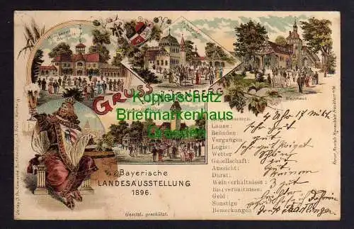 120896 AK Nürnberg Litho 1896 Bayerische Landesausstellung Münchener Bierhalle K