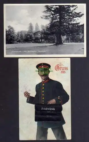 122500 2 AK Friedrichroda i. Thür Waldkaffee Tanzbuche Postmann Tasche Bild Tota