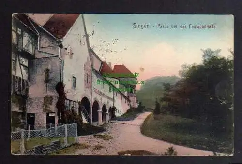 124109 AK Singen 1917 Partie an der Festspielhalle Feldpost Zensur Postüber