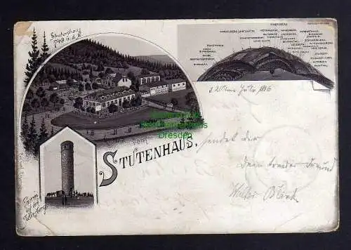 124451 AK Berghotel Stutenhaus Schmiedefeld am Rennsteig 1896 Litho Adlersberg