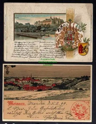 124968 2 AK Meissen Albrechtsburg Wappenprägekarte Künstlerkarte Arthur Barth