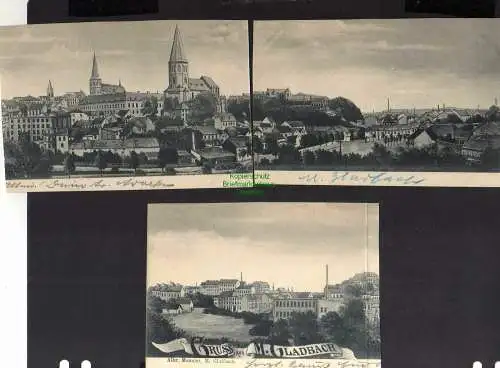 126494 AK Mönchengladbach dreiteiliges Panorama 1902 Kirchen