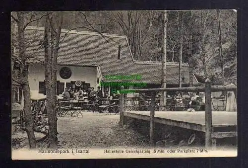 127166 AK Harmonie Park im Isartal haltestelle Geiselgasteig 1911 München