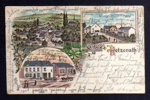 126968 AK Hetzerath Eifel Litho 1906 Gasthaus Paltzer Molkerei