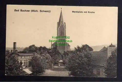 128375 AK Bad Buckow Märkische Schweiz Marktplatz und Kirche um 1920