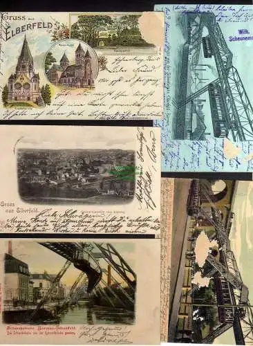 128689 5 AK Elberfeld Kisberg 1898 Korcertbrücke 1902 Vohwinkel