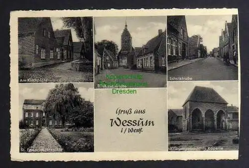 128489 AK Wessum i Westf. Am Kirchplatz Kirche Schulstraße Hospital Kapelle 1958