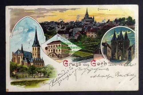 128593 AK Goch 1901 Litho Rathaus Kirche Steintor