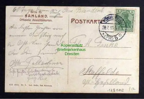 129008 AK Lachsbach bei Neukuhren 1913 Königsberg Opr.
