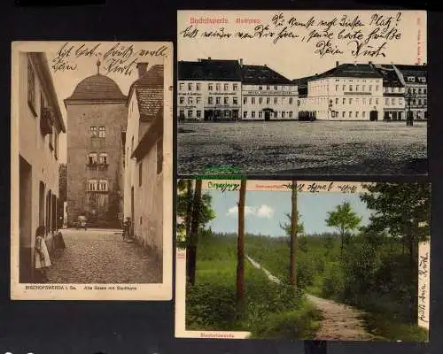 129268 3 AK Bischofswerda 1909 Markt Restauration Gottlöber Alte Gasse Stadtturm