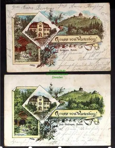 130387 2 AK Wartenberg Post Geislingen Baden 1901 Litho Beim Kapuziner 
