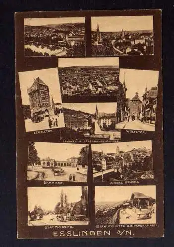 130071 AK Esslingen 1915 Schelztor Wolfstor Bahnhof Schutzhütte ...