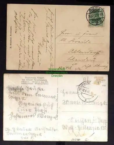 130795 2 AK Neuhausen Erzg. Schloß Purschenstein 1940 1912