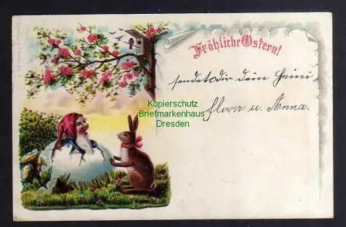 131354 AK Fröhliche Ostern 1902 Osterhase Zwerg im Osterei Hamburg