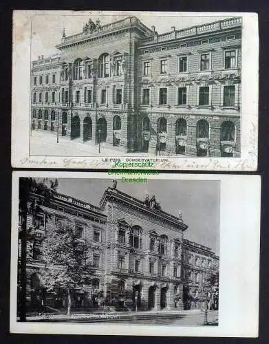 131596 2 AK Leipzig Conservatorium der Musik 1905 / ca. 1940 zwei Blickwinkel