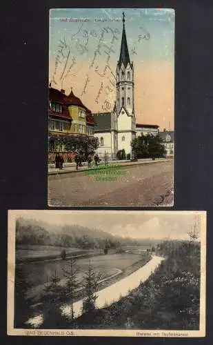 131737 2 AK Bad Ziegenhals O.S. Glucholazy Ev Kirche 1923 Bieletal Teufelskanzel