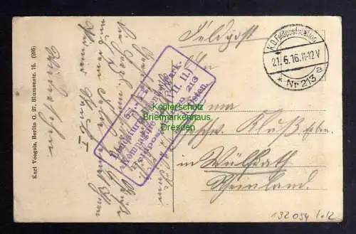 132054 AK 1. Weltkrieg 1916 Feldpost Militär Feldkapelle selbstk. Instrumente