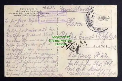 131907 AK Talblick von der Lausche 1933 Fotokarte Grenzbaude Amt Großschönau