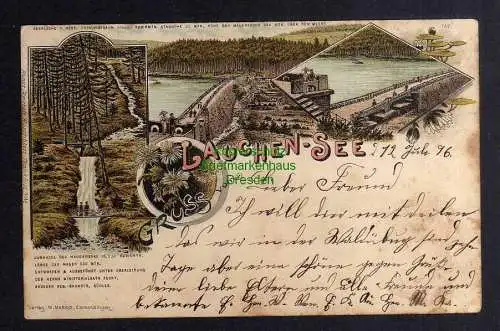 132427 AK Emmendingen 1896 Lauchen See Stausee Staumauer Litho
