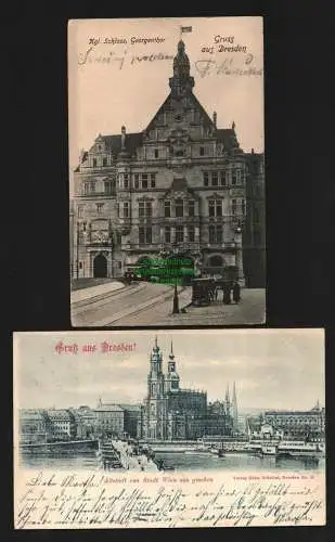 132921 2 AK Dresden Georgentor vor und nach Umbau 1901 Hofkirche Augustusbrücke