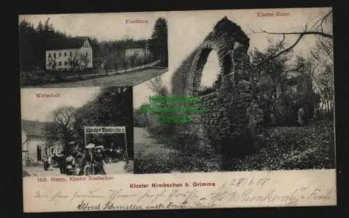 134592 AK Kloster Nimbschen bei Grimma 1908 Wirtschaft Forsthaus