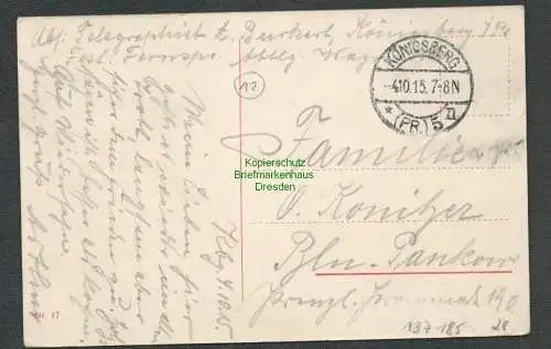 137185 AK Königsberg Ostpreußen 1915 Brodbänkenstrasse Feldpost