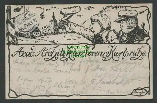 137650 AK Karlsruhe 1903 Studentika Acad. Architekten Verein Künstlerkarte