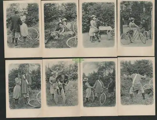 137561 AK Serie Fahrad Frauen Theater Humor um 1900 Verlag K. & B. D. Dresden
