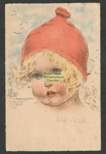 137427 AK Künstlerkarte Hedwig von Schlieben Leipzig 1934 blondes Kind mit Mütze