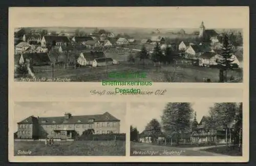 137792 AK Rothwasser O./L. um 1940 mit Kirche Schule Versuchsgut Heidehof