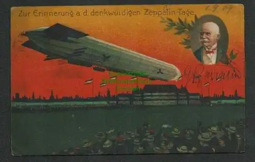 137926 AK Berlin 1909 Erinnerung an die denkwürdigen Zeppelin Tage Unterschrift