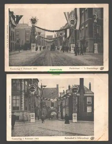 138343 2 AK Den Haag 's Gravenhage Versiering 7 Feb. 1901 Parkstraat Buitenhof