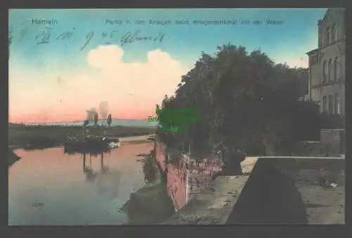 138488 AK Hameln 1911 Anlagen beim Kriegerdenkmal Weser