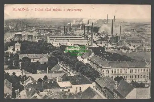 138337 AK Kladno Panorama Fabriken 1908 Dolni cast mesta a zelezarny Eisenhütte