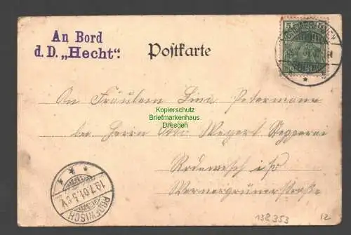 138353 AK Gruß vom Dampfer Hecht 1901 Stempel An Bord Bremerhaven