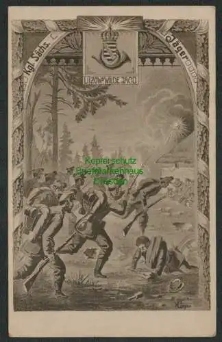 139433 AK Kgl. Sächs. Jäger Lützow`s Wilde Jagd Soldaten Militär Feldpost 1918