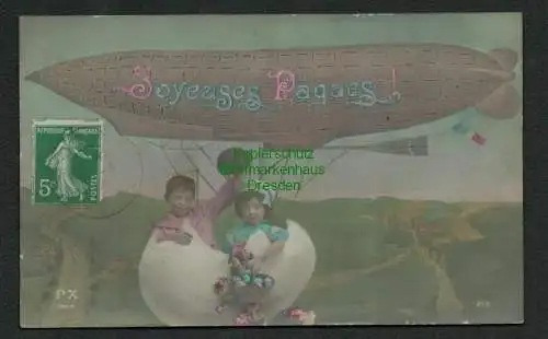 139690 AK Frankreich Ostern 1909 Zeppelin Kinder